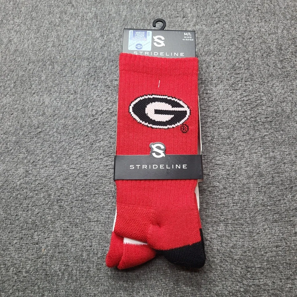 Strideline Georgia Bulldogs Socks Mens M/L Red New 2-Pack NCAA Crew Athletic Gym